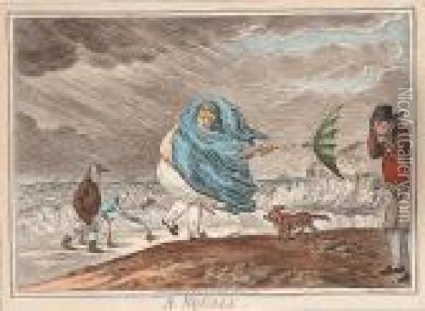 A Calm: A Squall Oil Painting - James Gillray