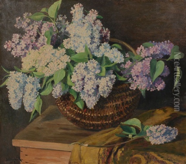 Basket Of Flowers Oil Painting - Dominik Skuteczki