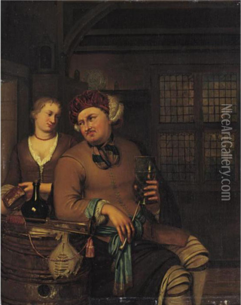 A Trumpeter Oil Painting - Willem van Mieris