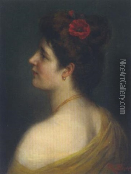 Junge Frau Mit Klatschmohnbluten Im Haar Oil Painting - Rudolf Epp