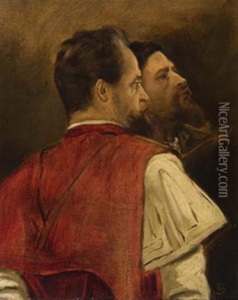 Two Gentlemen Oil Painting - Vaclav Brozik