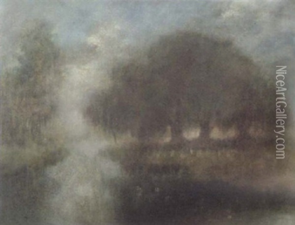 Trees In The Mist Oil Painting - Alexander John Drysdale
