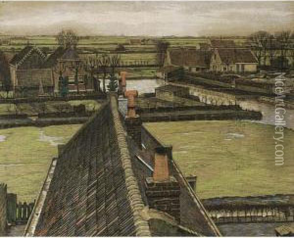 A View Of The Slatuintjes, Amsterdam Oil Painting - Maurits Van Der Valk