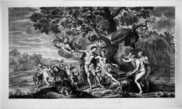 Venus And Adonis, After Peter Paul Rubens Oil Painting - Gian Antonio Lorenzini