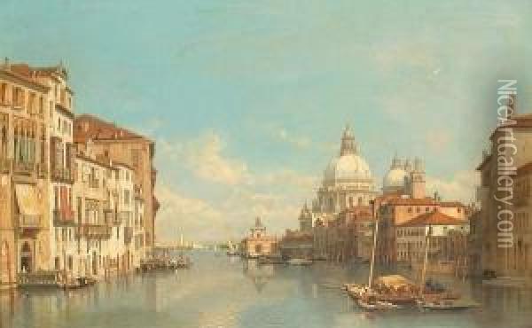 The Grand Canal From The Accademia Bridge. Oil Painting - Francois Antoine Bossuet