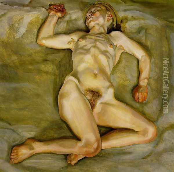 Naked girl asleep II Oil Painting - Lucian Freud