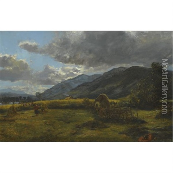 Haymaking In The Highlands Oil Painting - Alexander Fraser the Younger
