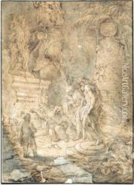 Temporalitas Aeternitas Da Giovanni Benedetto Castiglione
 
(recto E Verso) Oil Painting - Michel Corneille II