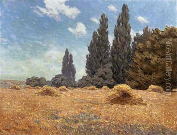 Haystacks, California Oil Painting - Granville S. Redmond