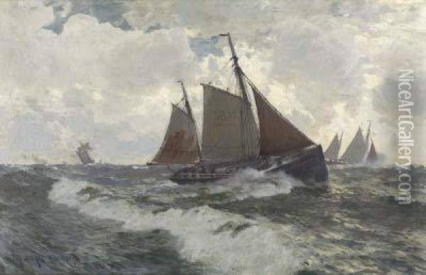 Fischerboote Auf Bewegter See Oil Painting - Carl Becker