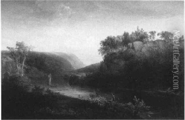 View On The Hudson Near West Point Oil Painting - Thomas Doughty