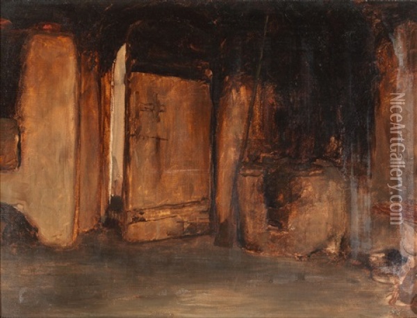 Interior With Stove Oil Painting - Nikolaus Gysis