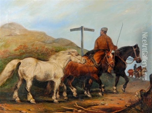Exercising The Horses Oil Painting - Edward Lloyd of Elesmere