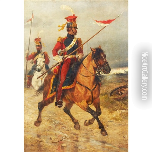 Garde Imperiale Chevals-legers Lanciers Oil Painting - Richard Beavis