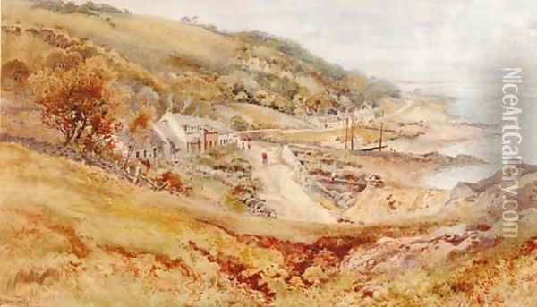 The village of Corrie, Isle of Arran Oil Painting - Arthur Tucker