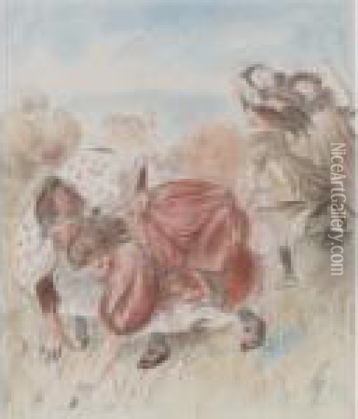 Enfants Jouant A La Balle (d.; S. 32) Oil Painting - Pierre Auguste Renoir