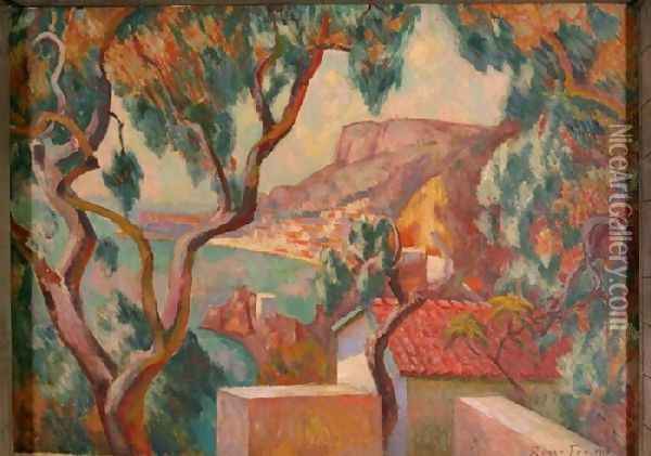 View On The Cote DAzur Menton Oil Painting - Roger Fry