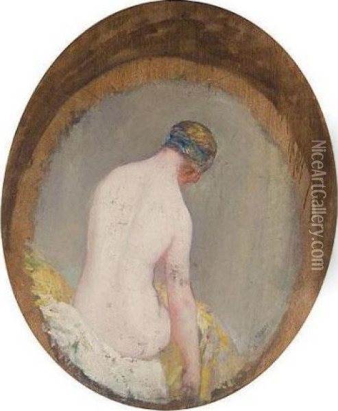 Study Of A Seated Nude Oil Painting - Pierre Amedee Marcel-Beronneau