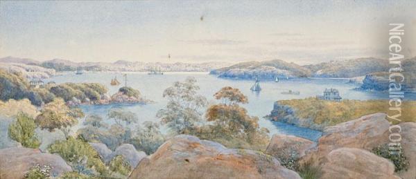 Looking Across Sydney Harbour From Manly Oil Painting - John Barr Clarke Hoyte