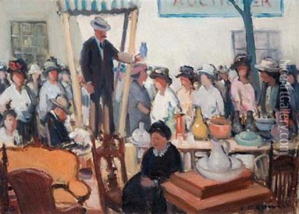 The Auction Oil Painting - Frederick Kitson Cowley