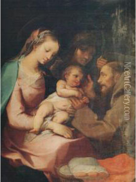 Madonna Col Bambino, San Francesco E Una Santa Oil Painting - Rutilio Manetti