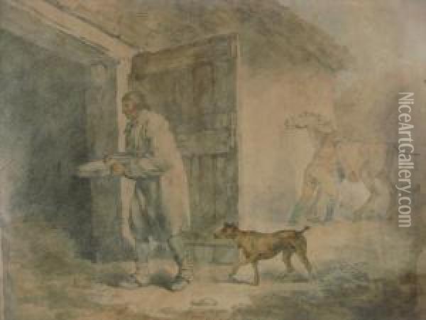 Stable Scene Oil Painting - George Morland
