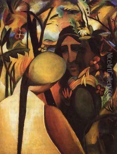 Indians Oil Painting - August Macke