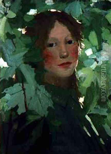 Head of a Girl Oil Painting - David Gould