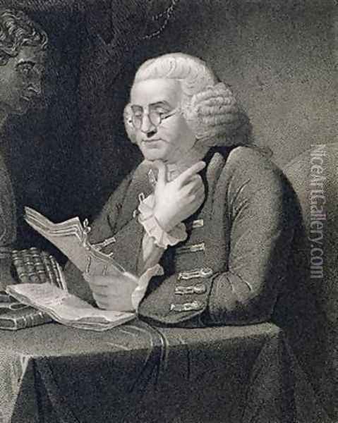 Portrait of Benjamin Franklin engraved by Thomas B Welch 1814-74 Oil Painting - David Martin