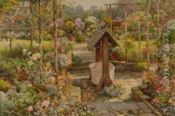 The Garden At Poynings Oil Painting - Ernest William Haslehurst