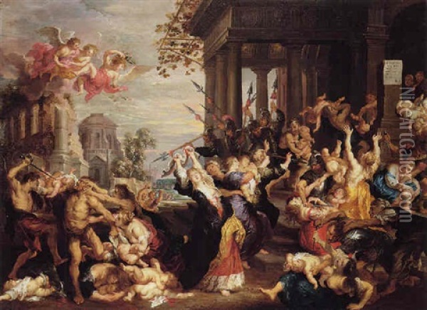 The Massacre Of The Innocents Oil Painting - Guillaume Forchondt the Elder
