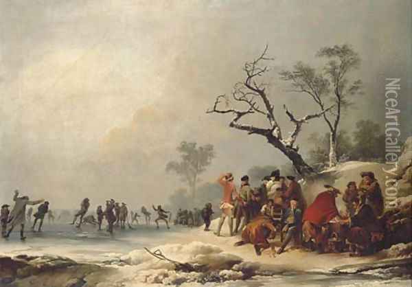 A winter morning with skating in Hyde Park Oil Painting - Loutherbourg, Philippe de