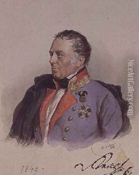 Johann Joseph Wenzel Count Radetzky 1766-1858 Governor of the Lombardo Venetian territories in the mid 1800s Oil Painting - Josef Nikolaus Kriehuber