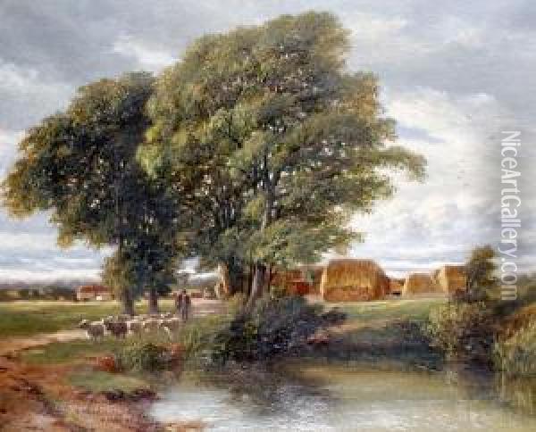 Herding The Flock Oil Painting - Charles Walter Radclyffe