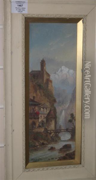 Continental Street And Alpine Scenes Oil Painting - Felice A. Rezia