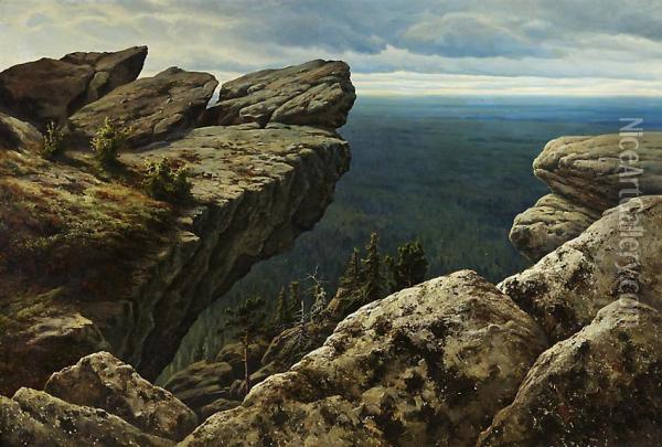 Poljud-kivi, 
Uralvuoristo Oil Painting - Alexei Kuzmich Denisoff-Uralsky