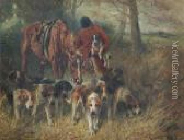 Huntsman And Hounds Oil Painting - John Emms