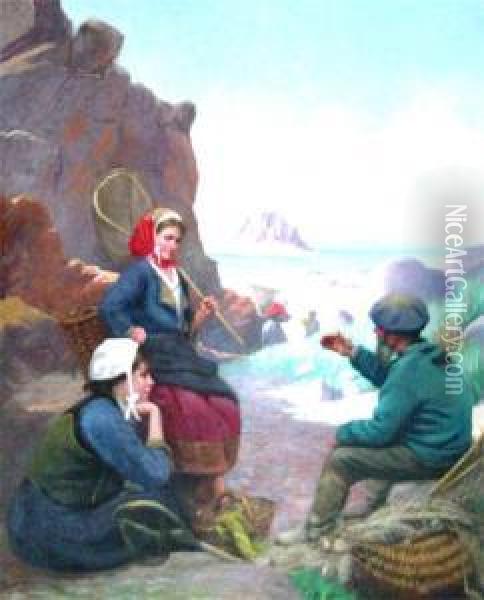 Portuguese Fisherfolk Oil Painting - Paul Philippe