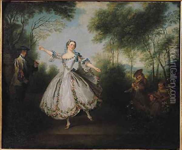 Marie Anne Cuppi 1710-70 known as La Camargo dancing Oil Painting - Nicolas Lancret