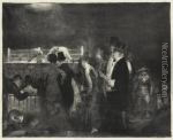 Preliminaries (preliminaries To The Big Bout) (mason 24) Oil Painting - George Wesley Bellows