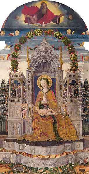 Virgin and Child Enthroned 1455 Oil Painting - Antonio da Negroponte