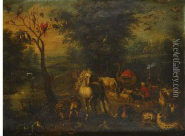 Noe Conduciendo A Los Animales Al Arca Oil Painting - Jan Brueghel Le Vieux