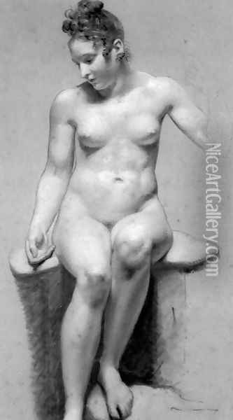 Seated Female Nude Oil Painting - Pierre-Paul Prud'hon