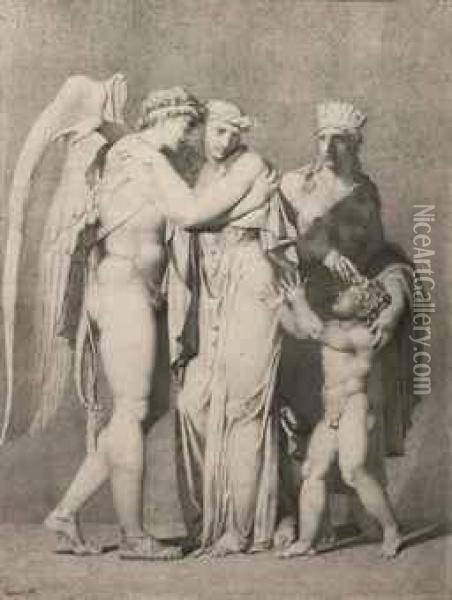 Cupid And Psyche Oil Painting - Alexandre Evariste Fragonard