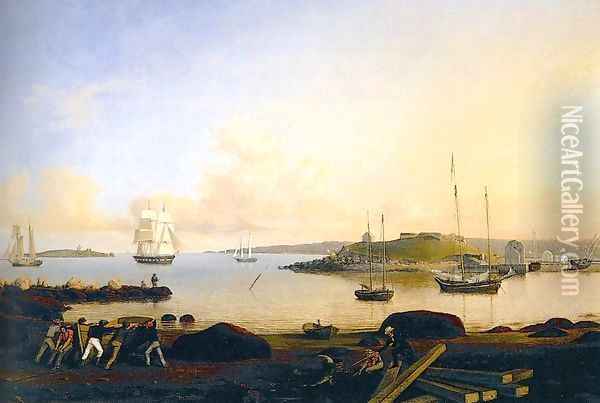 The Island and Fort of Ten Pound, Gloucester Oil Painting - Fitz Hugh Lane