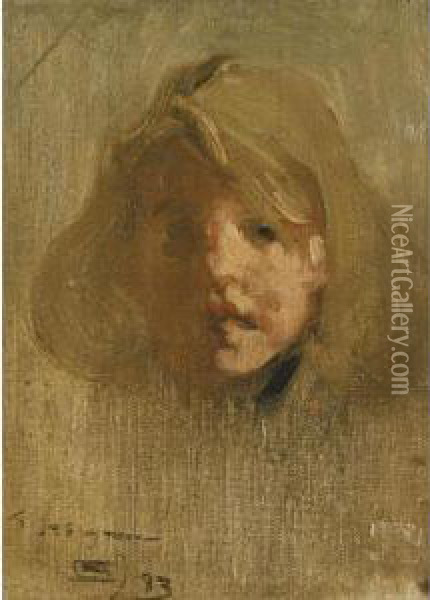 Portrait Of A Young Girl Oil Painting - Robert Brough