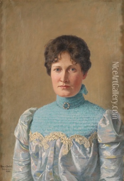 Portrett Av Elisabeth Faye Oil Painting - Hans Dahl