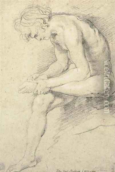 A nude youth in the pose of the Spinario Oil Painting - Peter Paul Rubens