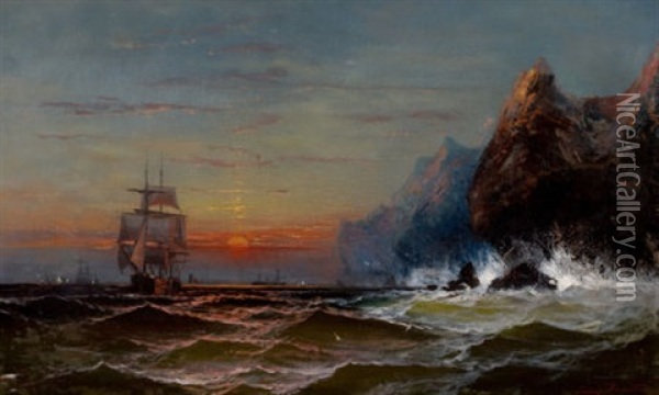 Rounding The Cape, Sunset Oil Painting - James Hamilton