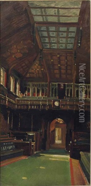Interior Of The House Of Commons Oil Painting - Charles Sims